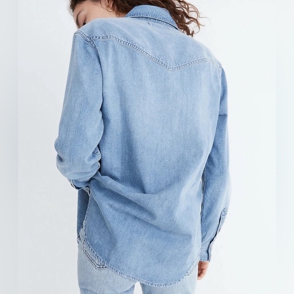 Madewell Denim Snap-Button Western Shirt in Percy Wash size XXS - Picture 2 of 12